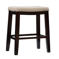 Claridge Linen Upholstered Seat Bar Stool by Linon Home Décor in Beige