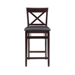 Triena X Back Folding Counter Bar Stool by Linon Home Décor in Brown (Size 30")