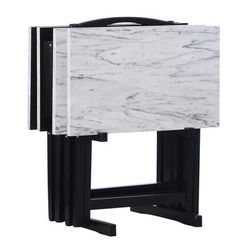 White Faux Marble Tray Set by Linon Home Décor in White