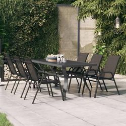 vidaXL Tavolo da Giardino Grigio e Nero 180x80x70cm in Acciaio e Vetro