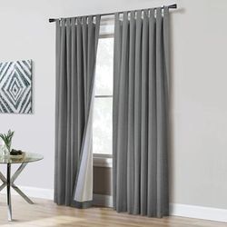 Wide Width Ventura Blackout Tab Top Window Curtain Panel Pair by Commonwealth Home Fashions in Dark Grey (Size 74" W 84" L)
