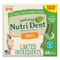 Nutri Dent Natural Dental Fresh Breath Flavored Chew Small/Regular Dog Treats, 1.9 lbs., Count of 64