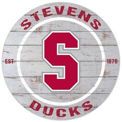 "White Stevens Institute of Technology Ducks 20'' x Indoor/Outdoor Weathered Circle Sign"