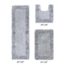 Shaggy Border Bath Rug Mat, 3-Pc. Set by Better Trends in Silver