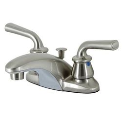 Kingston Brass FB628RXL Restoration 4-Inch Centerset Bathroom Faucet with Pop-Up Drain, Brushed Nickel - Kingston Brass FB628RXL