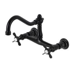 "Kingston Brass KS3240BEX Vintage 8" Center Wall Mount Bathroom Faucet, Matte Black - Kingston Brass KS3240BEX"