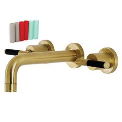 Kingston Brass KS8127CKL Kaiser Two-Handle Wall Mount Bathroom Faucet, Brushed Brass - Kingston Brass KS8127CKL