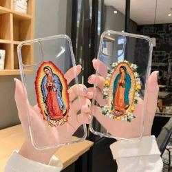 Coque Transparente en Poly pour iPhone Virgen Mary Coque de Téléphone pour iPhone 11 12 Mini