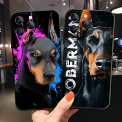 Doberman – coque de téléphone en TPU souple étui noir en Silicone pour iPhone 11 12 13 14 Pro Max X