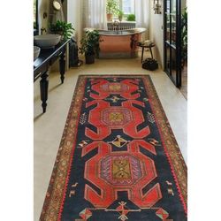 Noori Rug Fine Vintage Distressed Codie Navy/Rust Runner - 4'4" x 10'3"