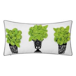 Edie @ Home Indoor/Outdoor Dimensional Topiary Lumbar W Crewel Embroidered Pots Decorative Throw Pil by Edie@Home in Leaf Multi