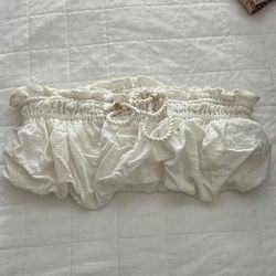 Free People Tops | Free People Ruffle Tube Crop Top | Color: White | Size: M