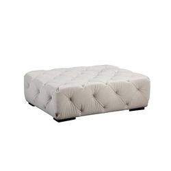 JASPER RECTANGULAR OTTOMAN IN BEIGE FABRIC - Shatana Home Z-JASPER RECTANGULAR OTTOMAN BEIGE