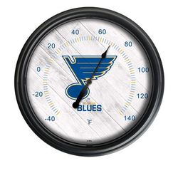 St Louis Blues Indoor/Outdoor LED Thermometer - Holland Bar Stool ODThrm14BK-08STLBlu