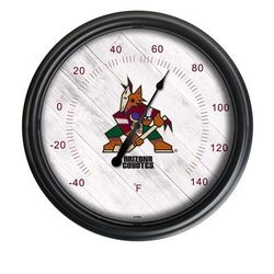 Arizona Coyotes Indoor/Outdoor LED Thermometer - Holland Bar Stool ODThrm14BK-08AriCoy