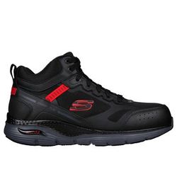 Skechers Men's Work: Arch Fit SR - Bensen Boots | Size 7.5 | Black/Red | Leather/Textile/Synthetic