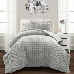 Lush Décor Crinkle Textured Dobby Comforter Light Gray 2Pc Set Twin-Xl - Triangle Home Décor 21T013322