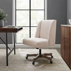 Draper Upholstered Swivel Office Chair, Natural Linen - Linon OC113NAT01U