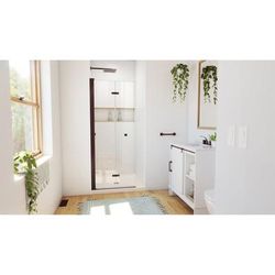 Dreamline DreamLine Aqua-Q Fold 32 inch D x 32 inch W x 74 3/4 inch H Frameless Bi-fold Shower Door in Oil Rubbed Bronze with Center Drain Biscuit Shower Base Kit DL-6529QC-22-06