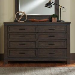 Rustic 8 Drawer Dresser In Rock Beaten Gray Finish with Saw Cuts - Liberty Furniture 759-BR31