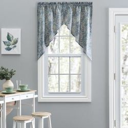 Lexington Leaf- Candlewick Leaf Pattern On A Colored Ground- Tailored Swag by Ellis Curtains in Blue