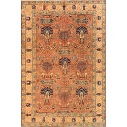 "Pasargad Home Antique Tabriz Collection Lamb's Wool Area Rug- 7' 0" X 10' 6" , Rose - Pasargad Home 24396"