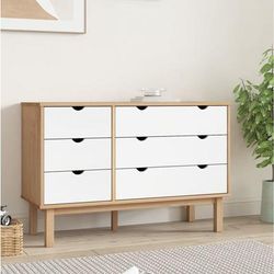 vidaXL Cassettiera OTTA Marrone e Bianco 113,5x39,5x73cm Legno di Pino