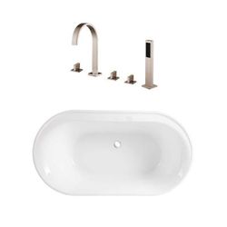 Randolph Morris Stewart 66 Inch Acrylic Double Ended Freestanding Tub Package RMBP103-66-CPF4