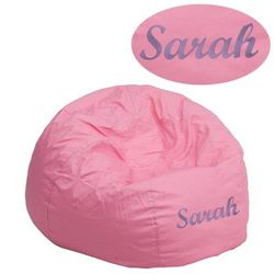 Personalized Small Solid Light Pink Bean Bag Chair for Kids and Teens [DG-BEAN-SMALL-SOLID-PK-TXTEMB-GG] - Flash Furniture DG-BEAN-SMALL-SOLID-PK-TXTEMB-GG