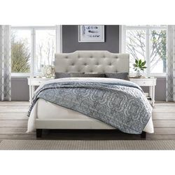 Ocean Upholstered Button Tufted King Bed in Beige - CasePiece USA C80005-711