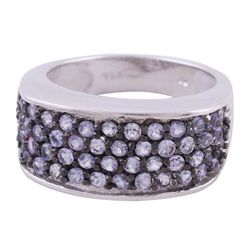 Twilight Pathway,'Rhodium Plated Tanzanite Pave Ring from India'
