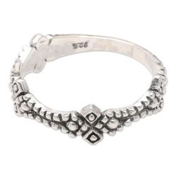 Winds of Rain,'Artisan Crafted Sterling Silver Band Ring from Bali'