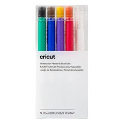 Cricut Watercolor Marker & Brush Set | 9 Count | Blue/Brown/Black