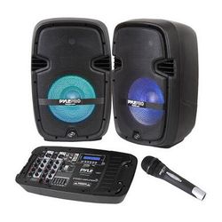 Pyle Pro PPHP210AMX PA Speaker and 600W Amplifier/Mixer DJ Kit with Two 2-Way 10" Sp PPHP210AMX