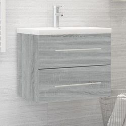 vidaXL Mobile Bagno e Lavabo Integrato Grigio Sonoma Legno Multistrato