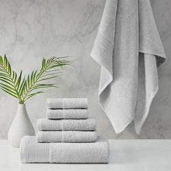 Beautyrest Nuage Cotton Tencel Blend Antimicrbial 6 Piece Towel Set in Grey - Olliix BR73-3750