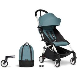 Babyzen YOYO2 Ultra Compact Complete 6+ Stroller & Rolling Bag Bundle - White/Aqua