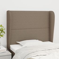 vidaXL Tête de lit avec oreilles Taupe 103x23x118/128 cm Tissu