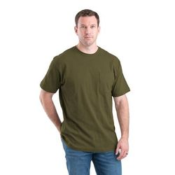Berne BSM16T Men's Tall Heavyweight Short Sleeve Pocket T-Shirt in Light Olive size 2XT | Cotton