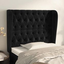 vidaXL Tête de lit avec oreilles Noir 103x23x118/128 cm Velours