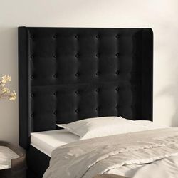 vidaXL Tête de lit avec oreilles Noir 93x16x118/128 cm Velours