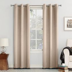 Wide Width Sun Zero Blackout Greenwich Grommet Panel by BrylaneHome in Stone (Size 40" W 95" L)