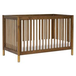 Babyletto Gelato 4-in-1 Convertible Crib w/Toddler Bed Conversion Kit - Natural Walnut & Gold Feet