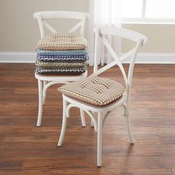 Gingham Gripper® Chair Cushion by BrylaneHome in Natural
