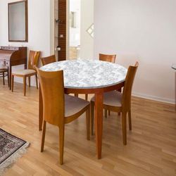 5 Round Stretch-Fit Table Cover by BrylaneHome in Marble
