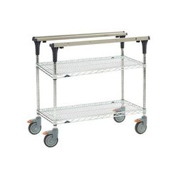 Metro MS1824-BRBR 2 Level Mobile PrepMate MultiStation w/ Wire Shelving - 26"L x 19 2/5"W x 39 1/8"H, Stainless Steel