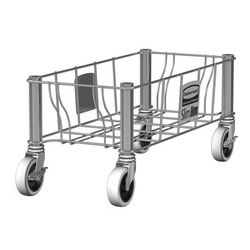 Rubbermaid 1968468 Rectangular Metal Trash Can Dolly w/ Flat Center & 100 lb Capacity, Single, Stainless Steel