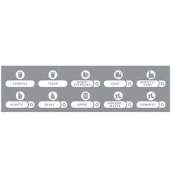 Rubbermaid 1977787 Recycle Label Kit Version C for 32 & 44 gallon BRUTE Containers, English, Gray