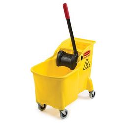 Rubbermaid FG738000YEL 31 qt Mop Bucket Combo - Reverse Wringer, Plastic, Yellow, 31 Quart, Integrated Wringer