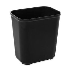 Rubbermaid FG254300BLA 28 qt Rectangle Waste Basket - Plastic, Black, Fiberglass, Pack of 6